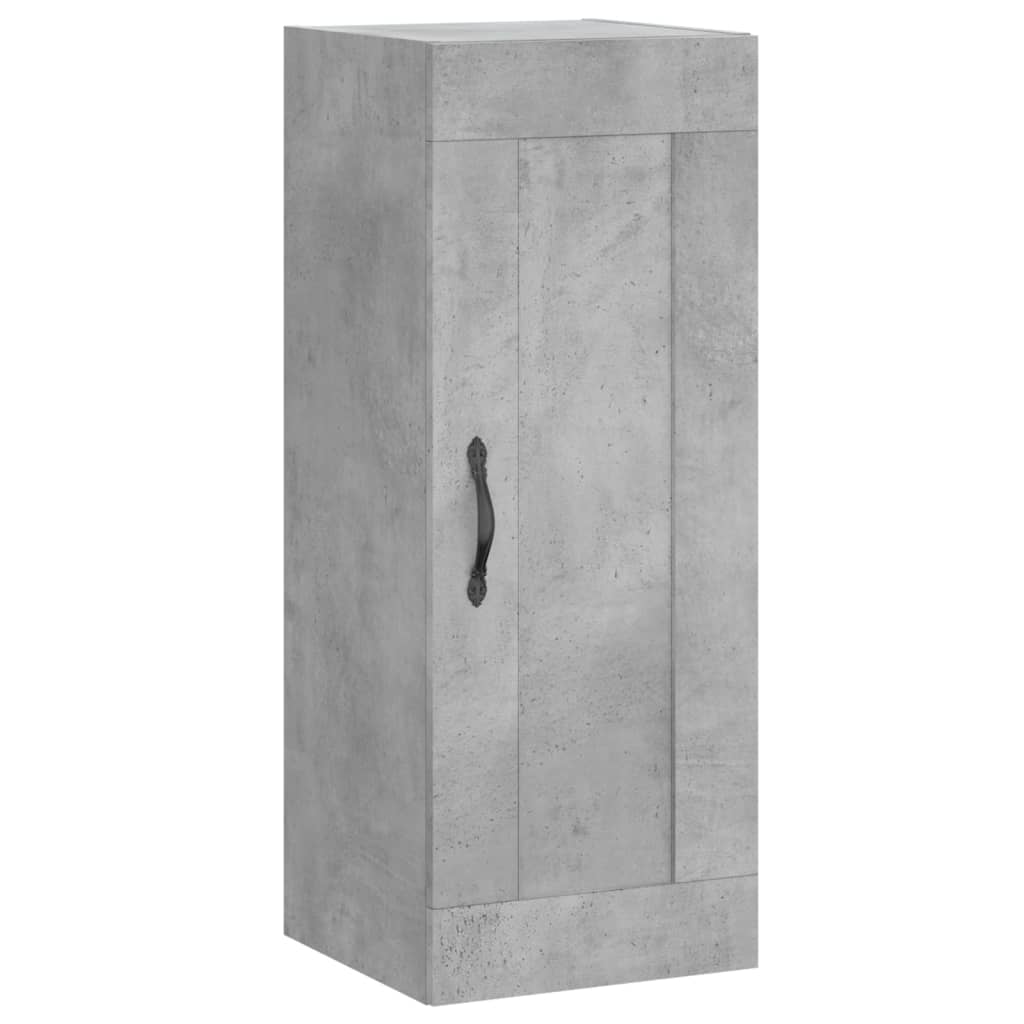 Mobile a Parete Grigio Cemento 34,5x34x90 cm Legno Multistrato