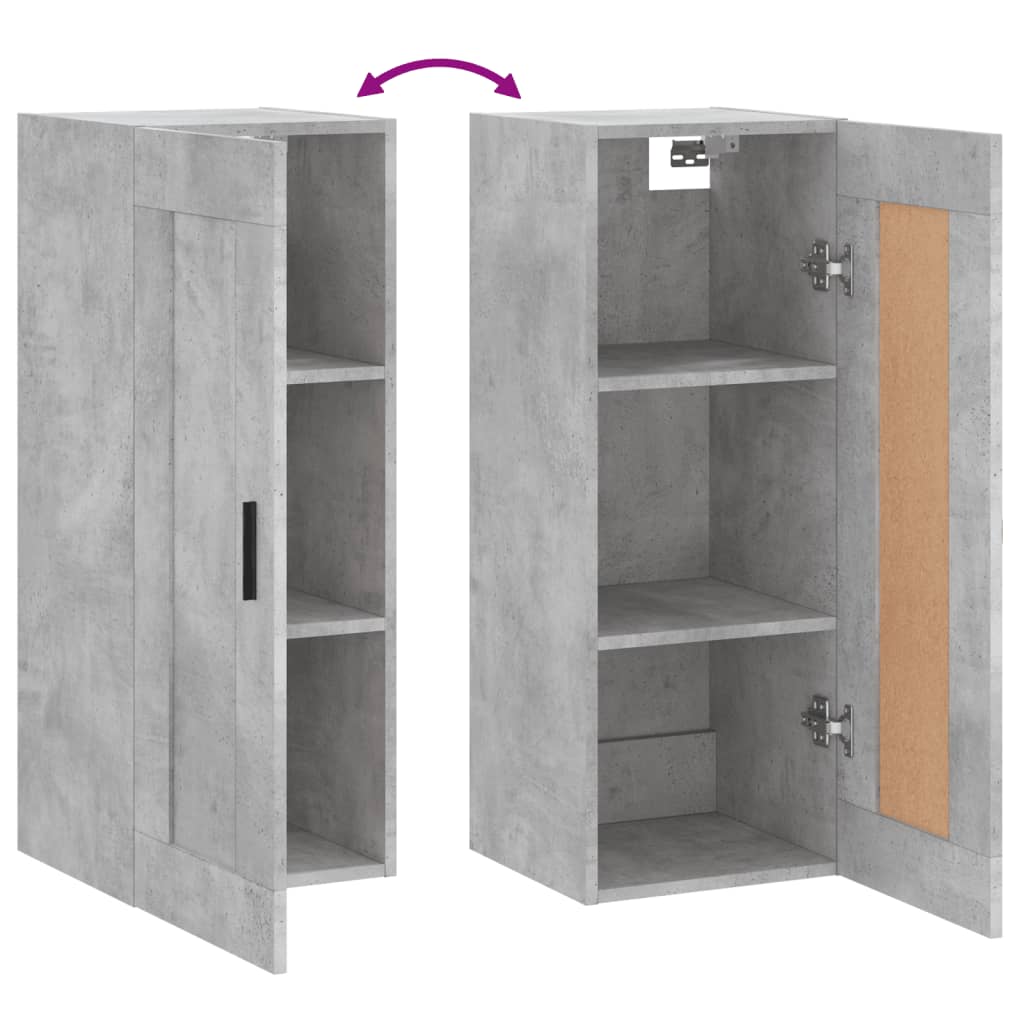 Mobile a Parete Grigio Cemento 34,5x34x90 cm Legno Multistrato | homemem39