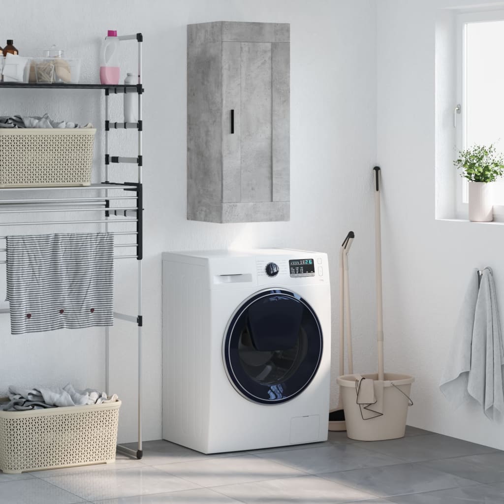 Mobile a Parete Grigio Cemento 34,5x34x90 cm Legno Multistrato | homemem39