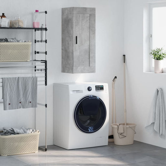 Mobile a Parete Grigio Cemento 34,5x34x90 cm Legno Multistrato | homemem39