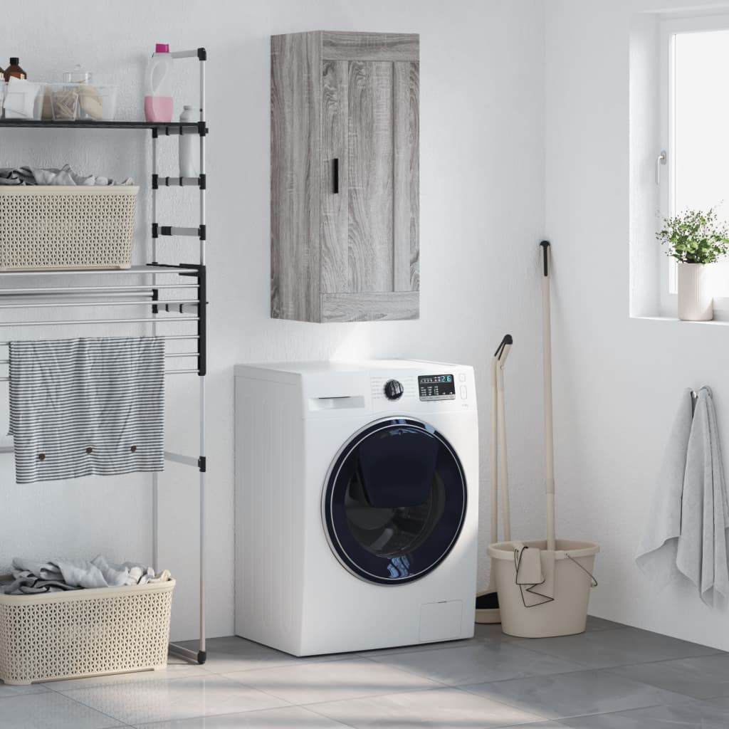 Mobile a Parete Grigio Sonoma 34,5x34x90 cm Legno Multistrato - homemem39