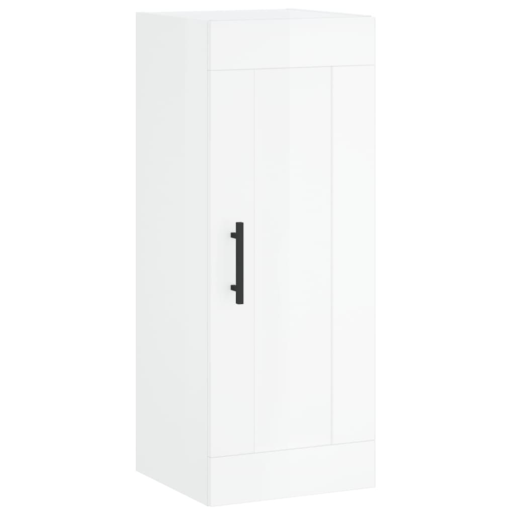 Mobile Parete Bianco Lucido 34,5x34x90 cm in Legno Multistrato - homemem39