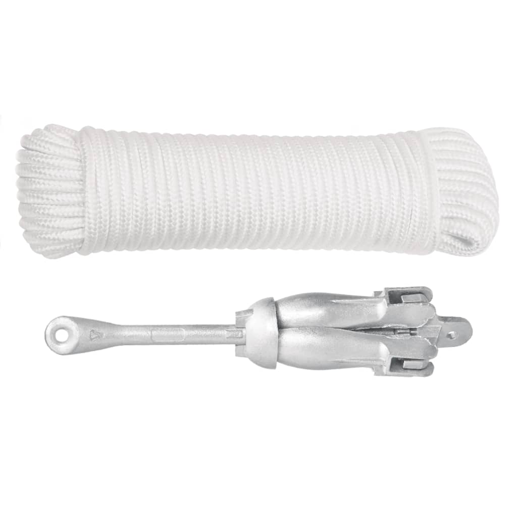 Ancora Pieghevole con Corda Argento 3,2 kg in Ferro Malleabile