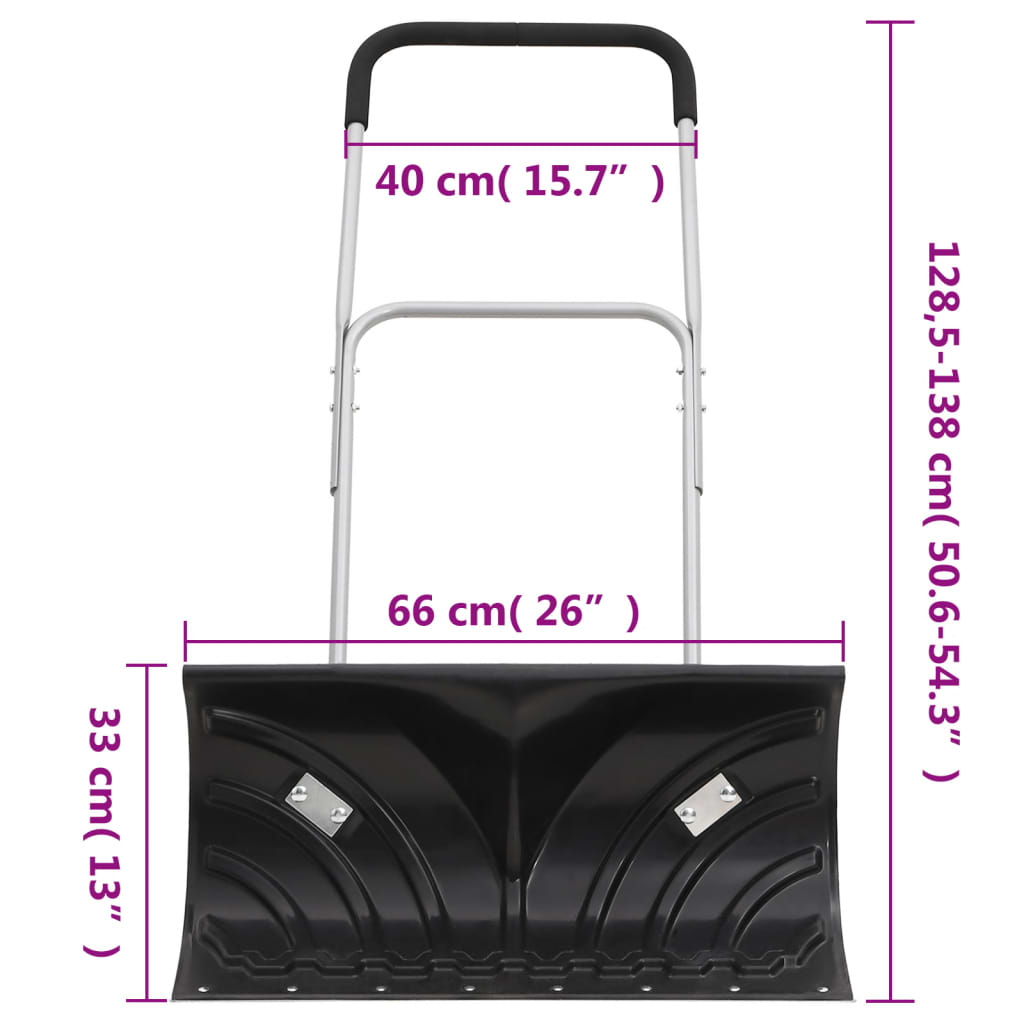 Pala da Neve con Manico Allungabile Nero 66cm Lama Acciaio - homemem39