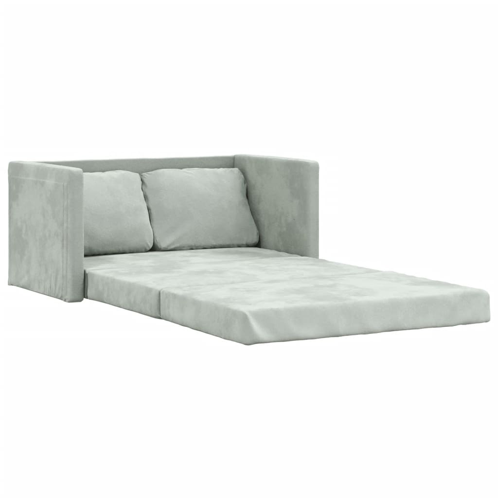 Floor Sofa Bed 2 in 1 Light Gray 122x204x55cm Velvet