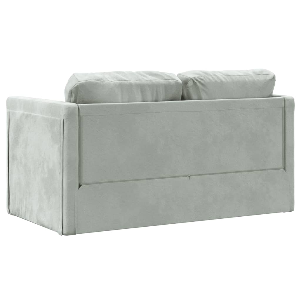 Floor Sofa Bed 2 in 1 Light Gray 122x204x55cm Velvet