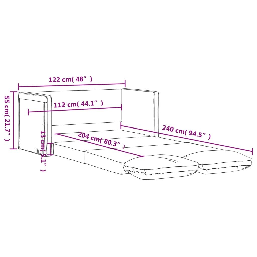 Floor Sofa Bed 2 in 1 Light Gray 122x204x55cm Velvet