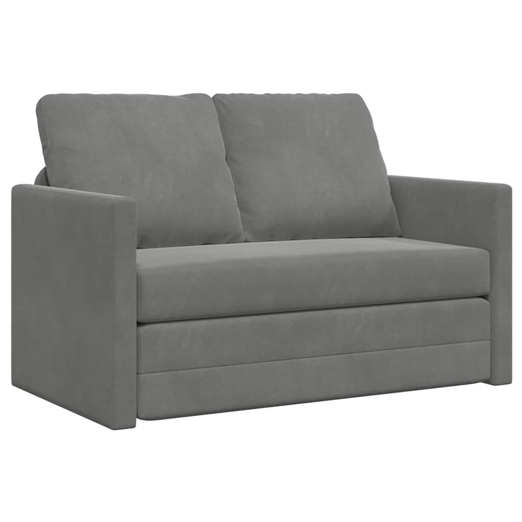 Divano Letto da Terra 2 in 1 Grigio Scuro 122x204x55 cm Velluto | homemem39