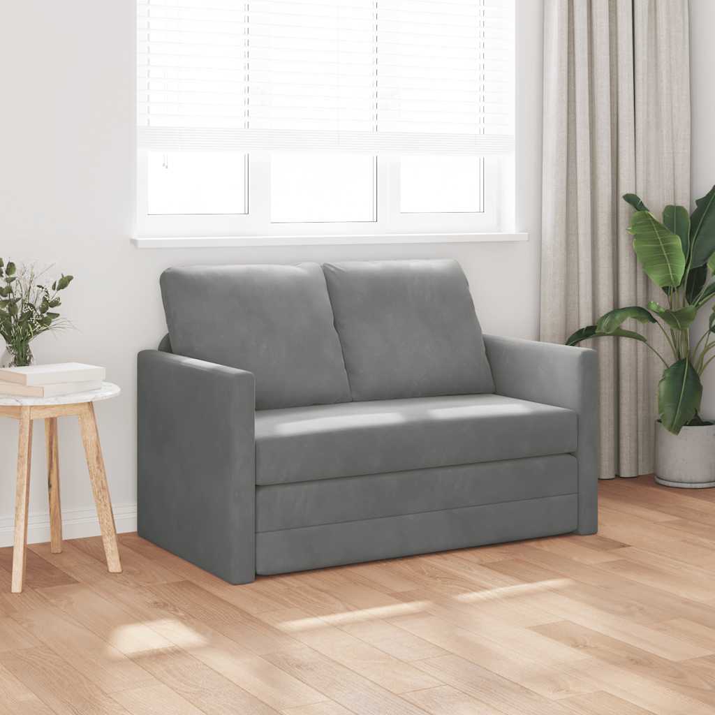Divano Letto da Terra 2 in 1 Grigio Scuro 122x204x55 cm Velluto | homemem39