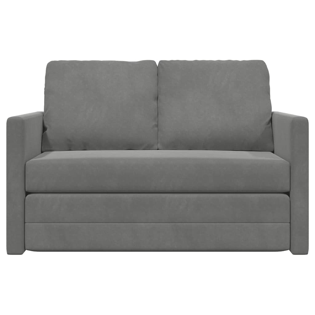 Divano Letto da Terra 2 in 1 Grigio Scuro 122x204x55 cm Velluto | homemem39