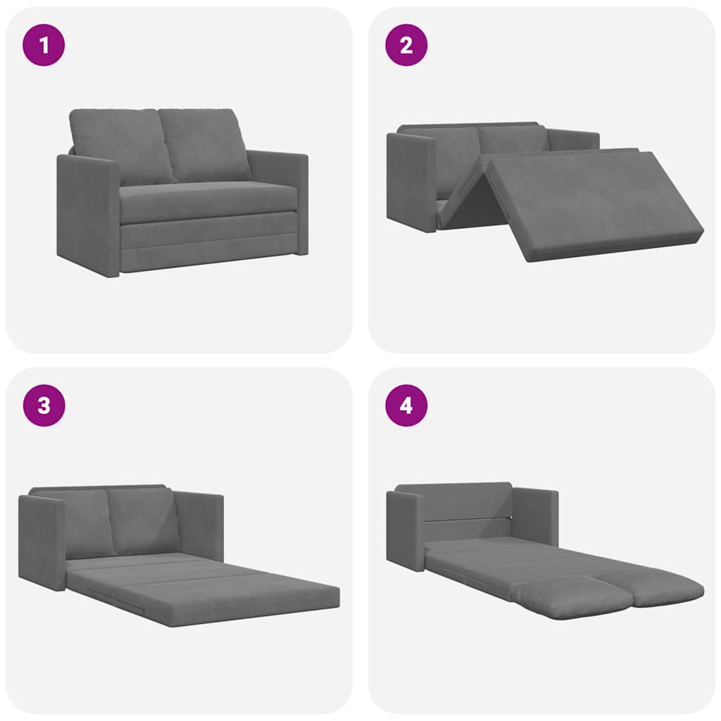 Divano Letto da Terra 2 in 1 Grigio Scuro 122x204x55 cm Velluto | homemem39