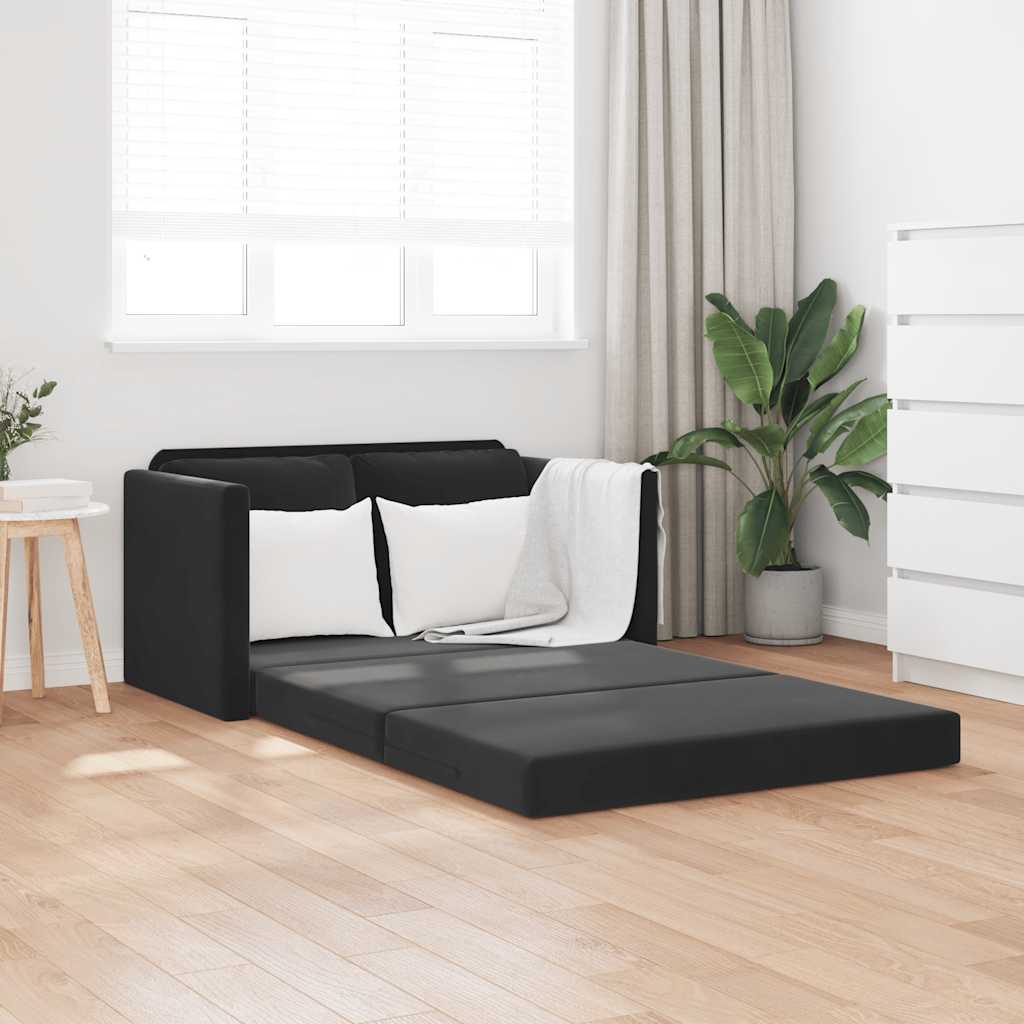 Divano Letto da Terra 2 in 1 Nero 122x204x55 cm Velluto | homemem39