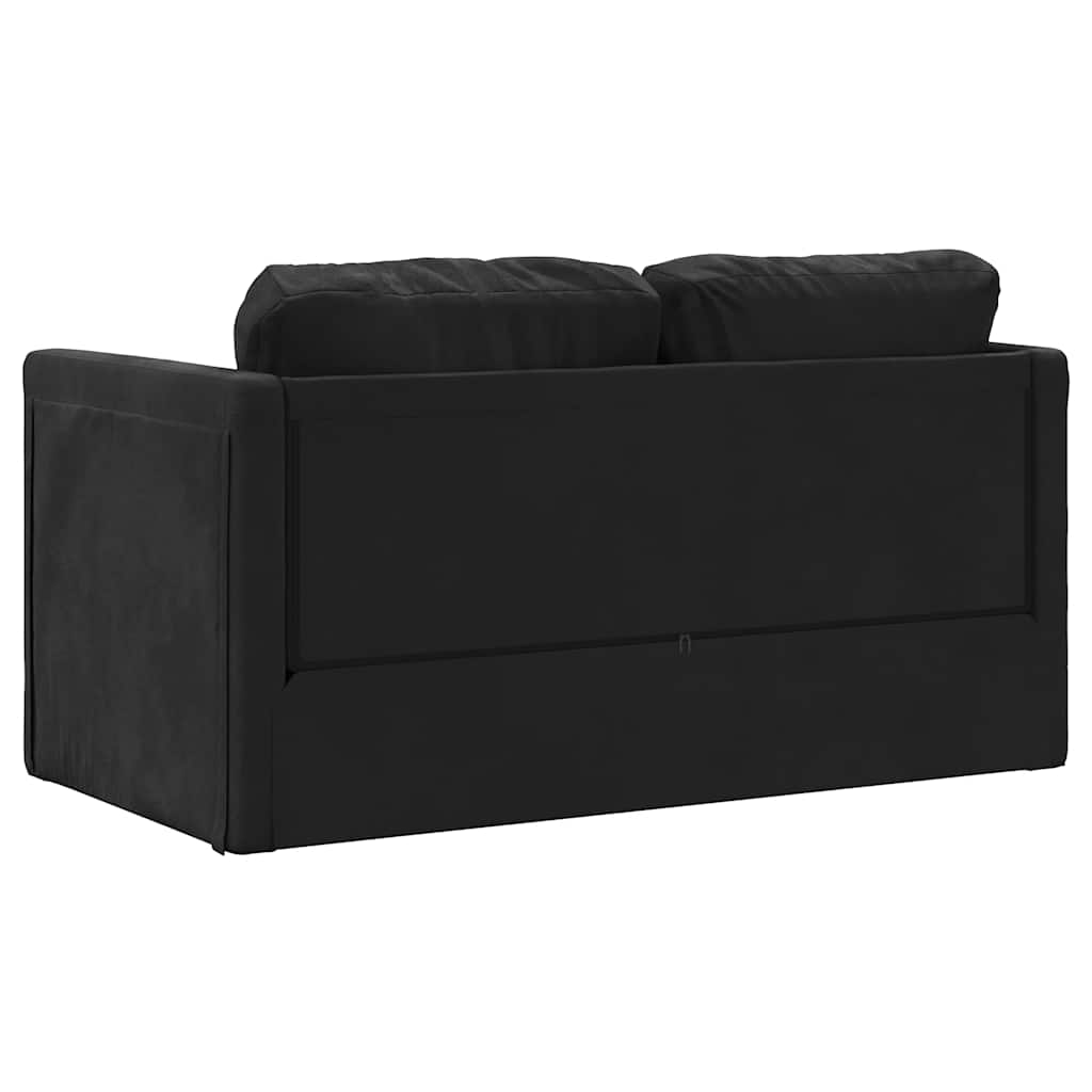 Divano Letto da Terra 2 in 1 Nero 122x204x55 cm Velluto - homemem39