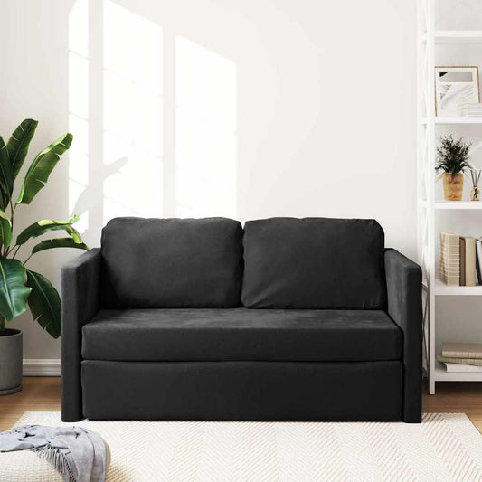 Divano Letto da Terra 2 in 1 Nero 122x204x55 cm Velluto | homemem39
