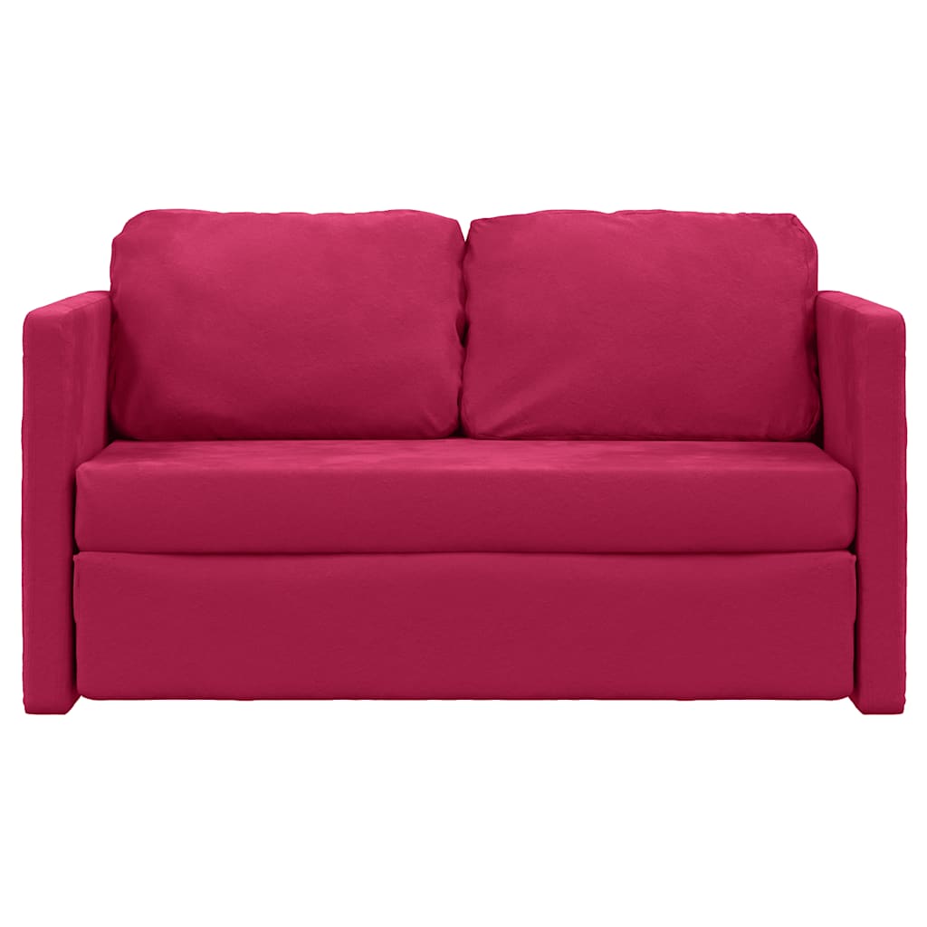 Divano Letto da Terra 2 in 1 Rosso Vino 122x204x55cm Velluto | homemem39