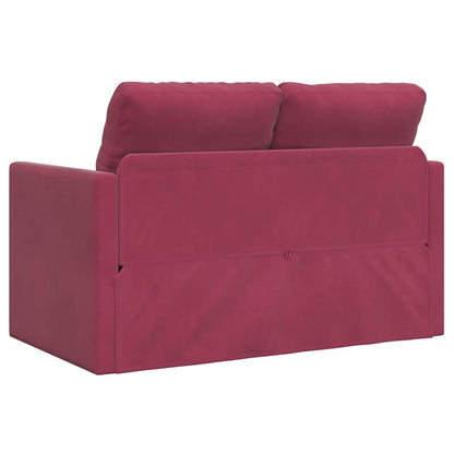 Divano Letto da Terra 2 in 1 Rosso Vino 122x204x55cm Velluto | homemem39
