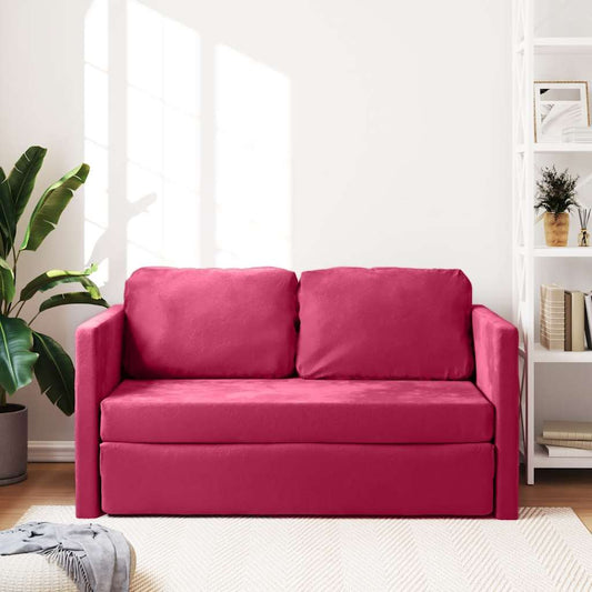 Divano Letto da Terra 2 in 1 Rosso Vino 122x204x55cm Velluto | homemem39