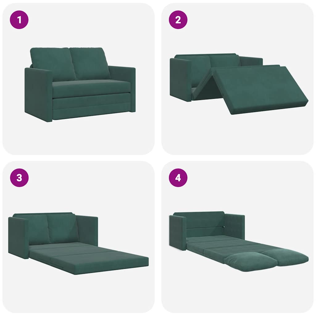 Divano Letto da Terra 2 in 1 Verde Scuro 122x204x55 cm Velluto | homemem39