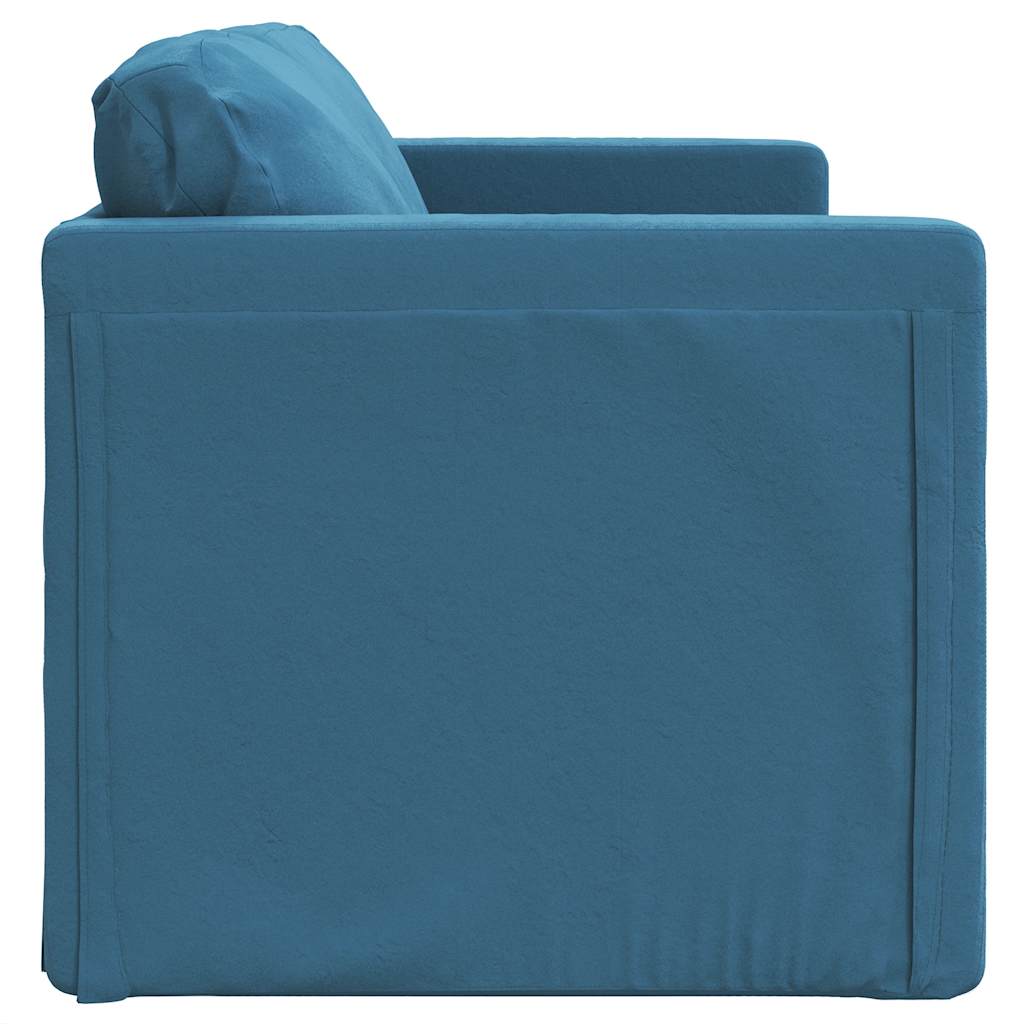 Divano Letto da Terra 2 in 1 Blu 122x204x55 cm Velluto - homemem39