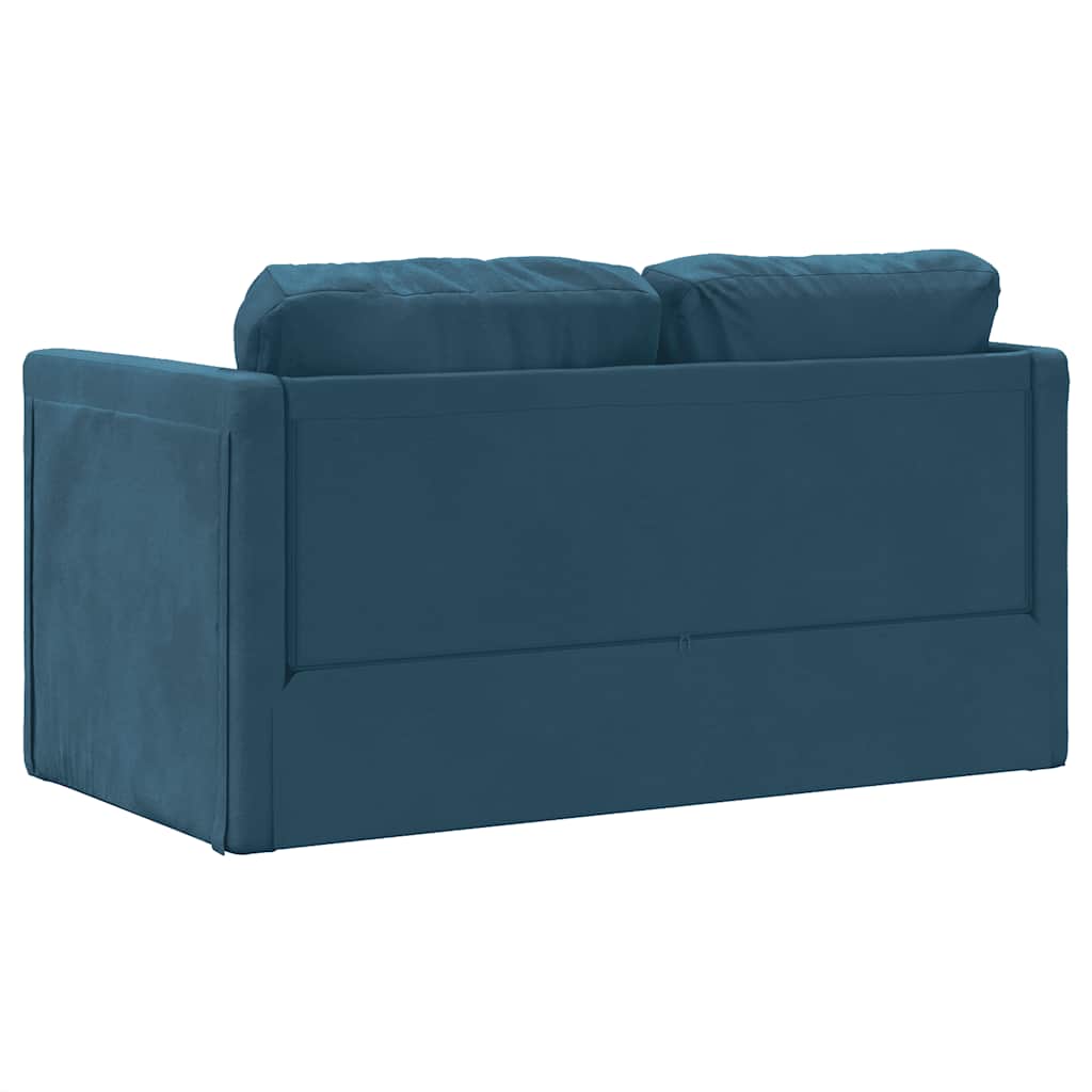 Divano Letto da Terra 2 in 1 Blu 122x204x55 cm Velluto | homemem39