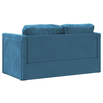 Divano Letto da Terra 2 in 1 Blu 122x204x55 cm Velluto - homemem39