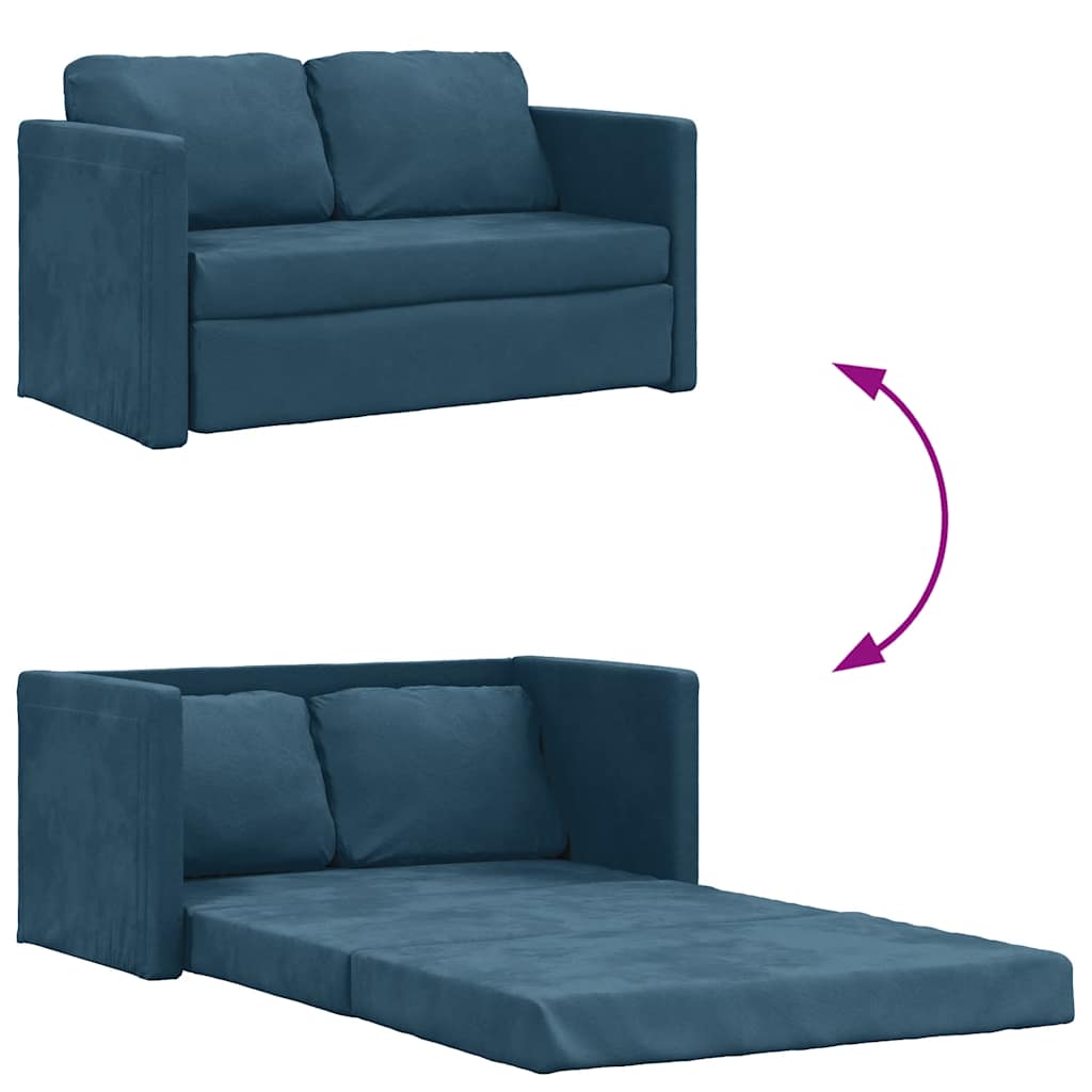 Divano Letto da Terra 2 in 1 Blu 122x204x55 cm Velluto | homemem39