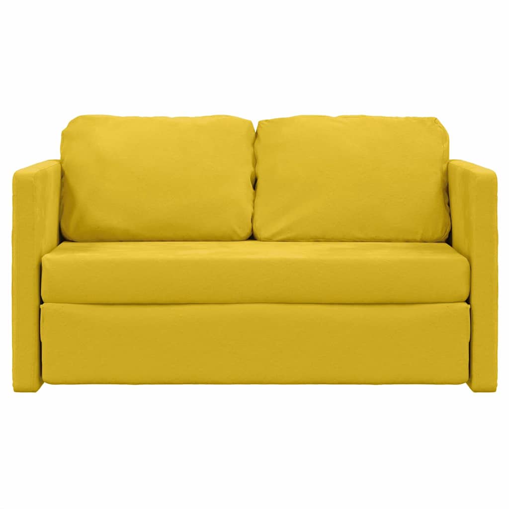 Divano Letto da Terra 2 in 1 Giallo Scuro 122x204x55 cm Velluto | homemem39