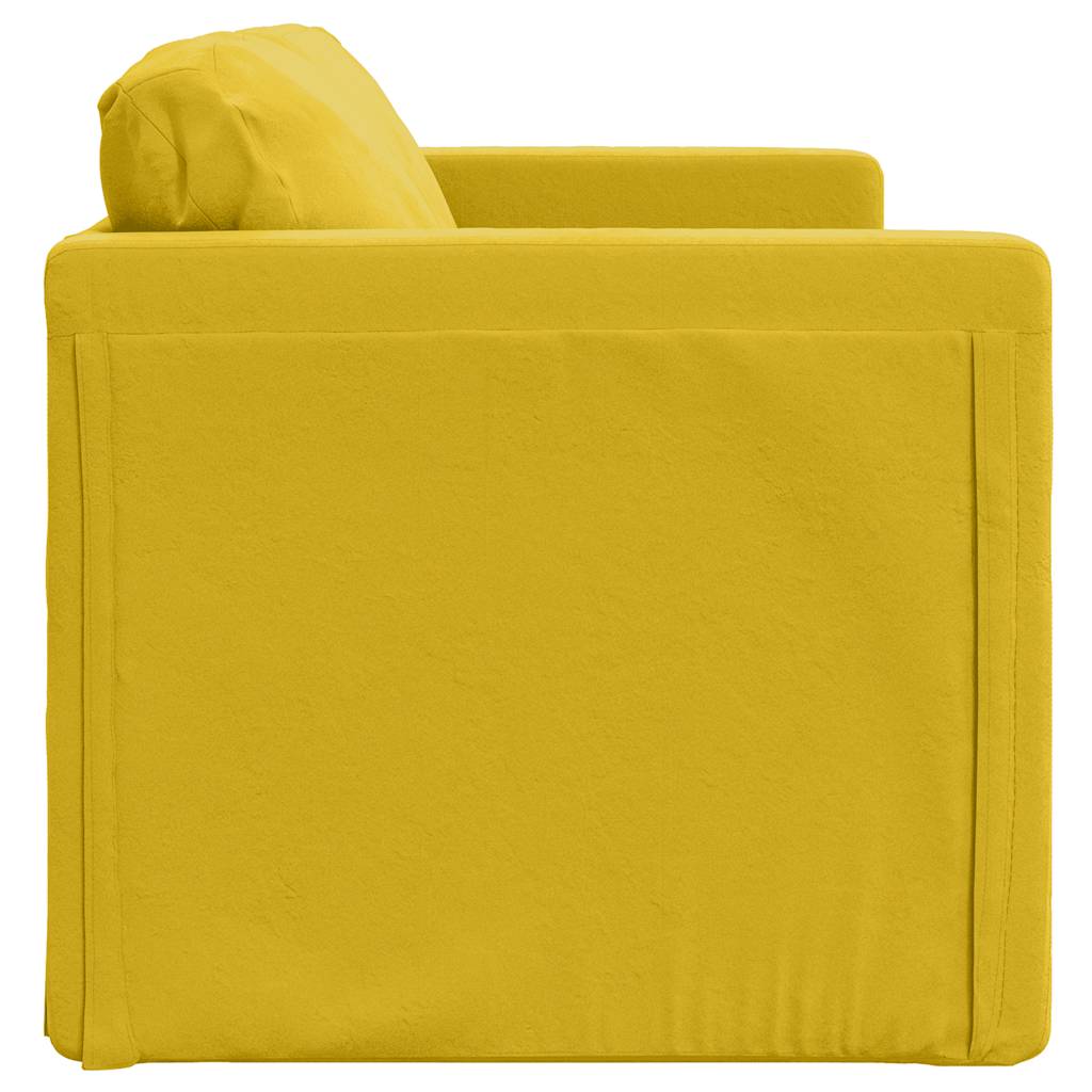 Divano Letto da Terra 2 in 1 Giallo Scuro 122x204x55 cm Velluto | homemem39