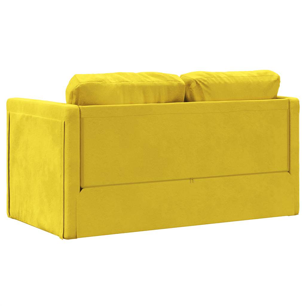 Divano Letto da Terra 2 in 1 Giallo Scuro 122x204x55 cm Velluto - homemem39