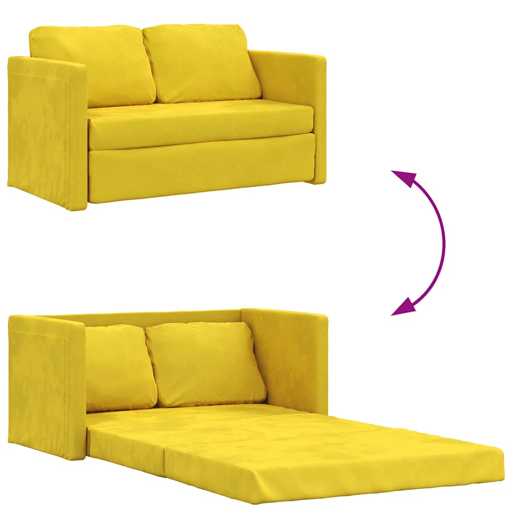 Divano Letto da Terra 2 in 1 Giallo Scuro 122x204x55 cm Velluto - homemem39
