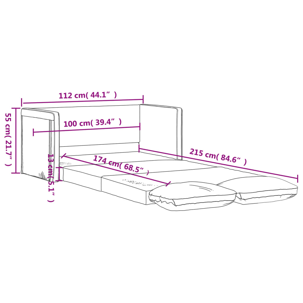 Floor Sofa Bed 2 in 1 Light Gray 112x174x55cm Fabric