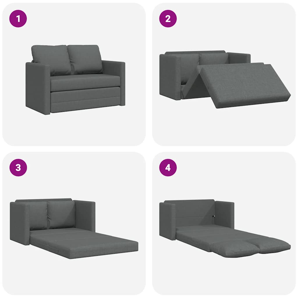 Divano Letto da Terra 2 in 1 Grigio Scuro 112x174x55 cm Tessuto | homemem39