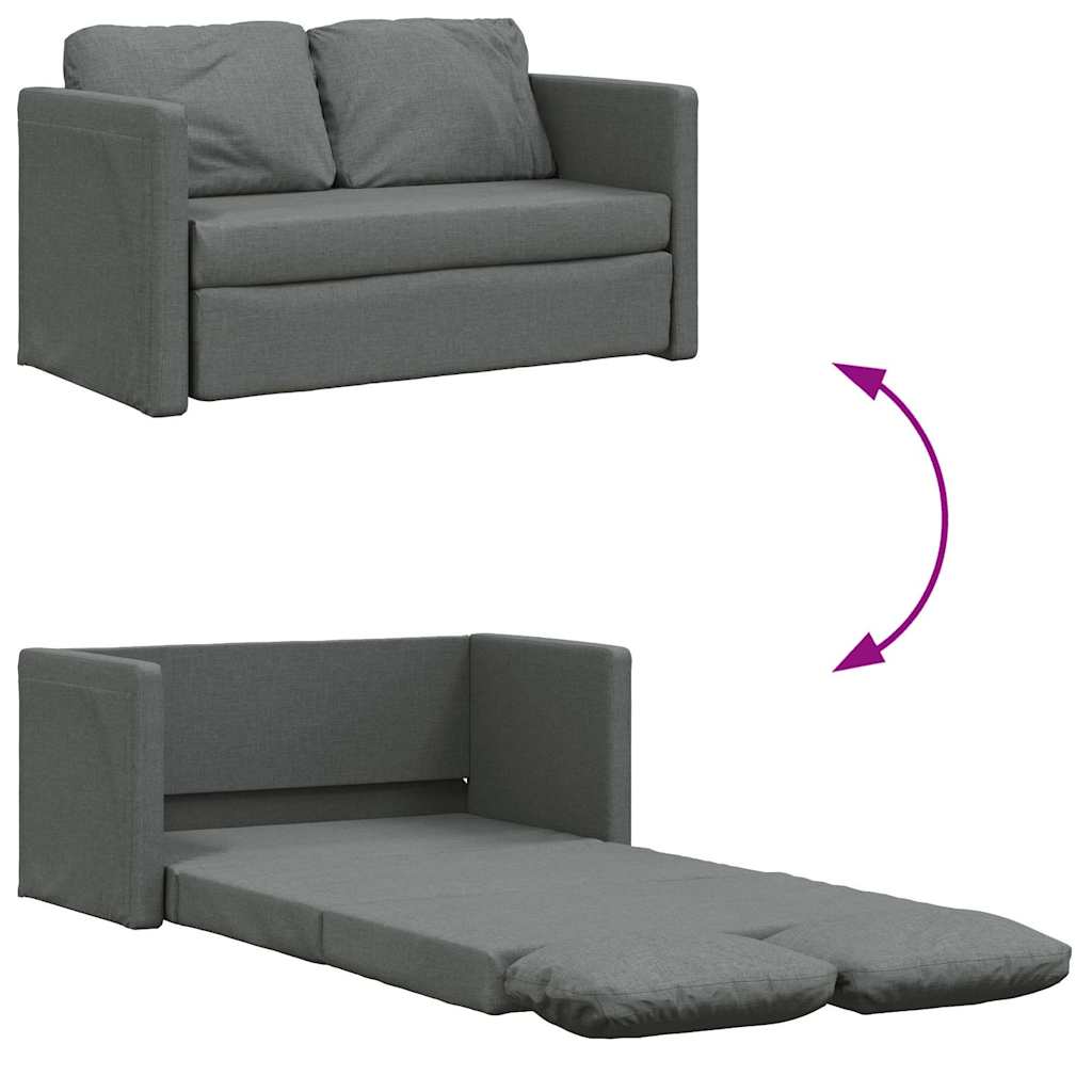 Divano Letto da Terra 2 in 1 Grigio Scuro 112x174x55 cm Tessuto - homemem39