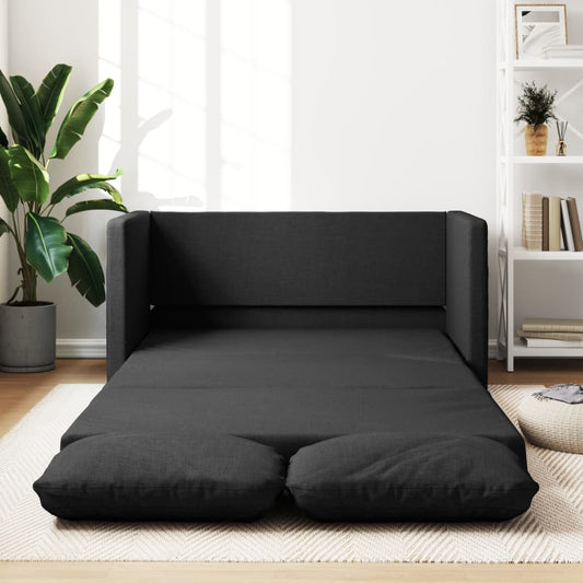 2 in 1 Floor Sofa Bed Black 112x174x55 cm Fabric