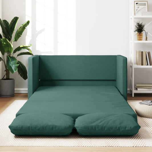 Divano Letto da Terra 2 in 1 Verde Scuro 112x174x55 cm Tessuto