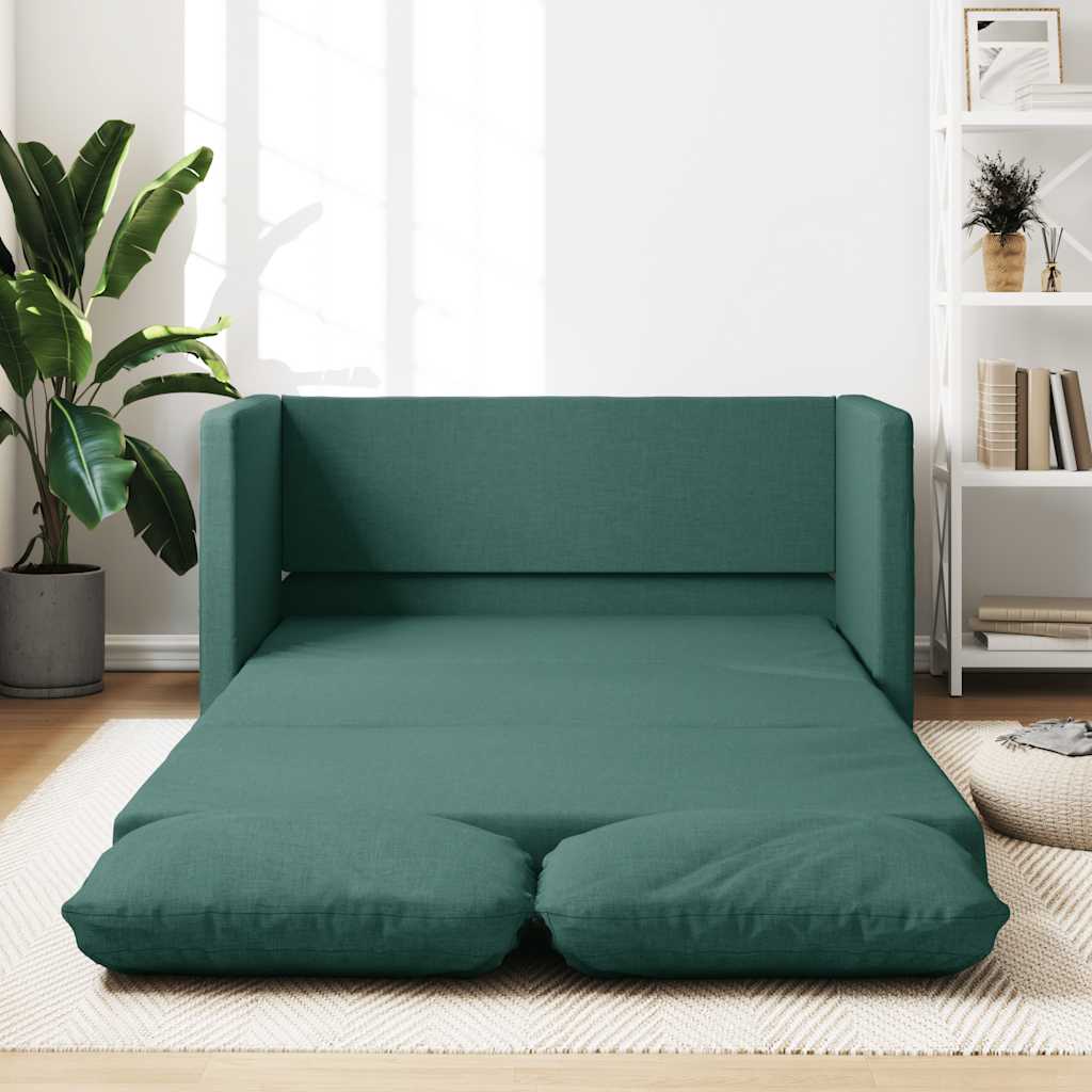 Divano Letto da Terra 2 in 1 Verde Scuro 112x174x55 cm Tessuto - homemem39