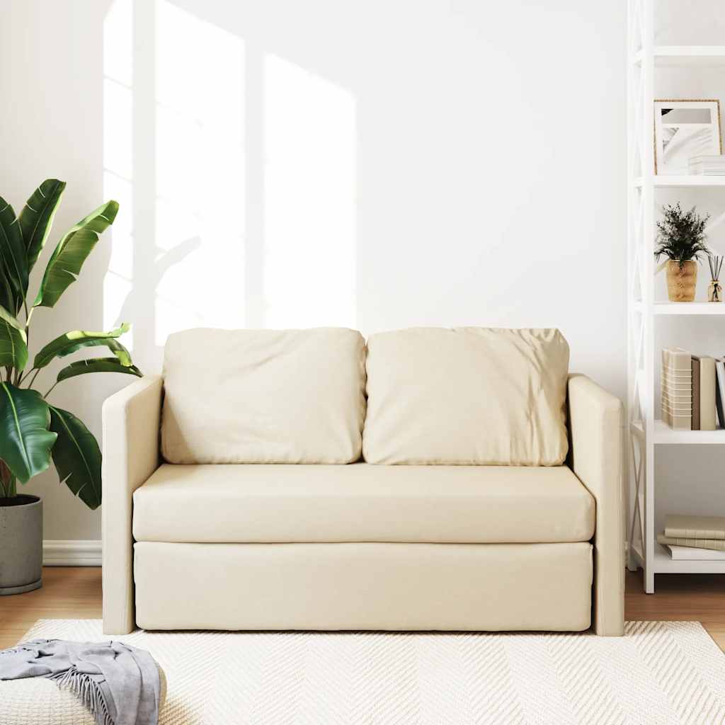 Divano Letto da Terra 2 in 1 Crema 112x174x55 cm Tessuto | homemem39