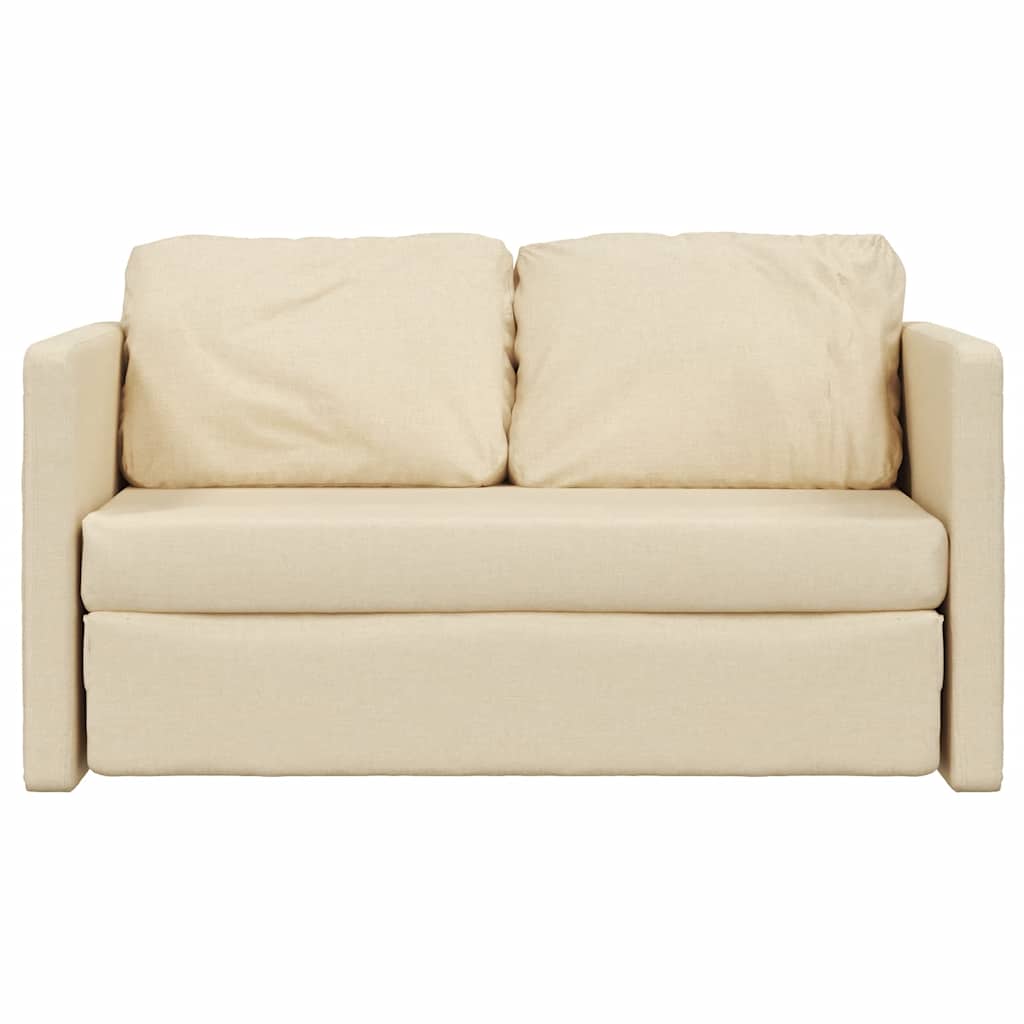 Divano Letto da Terra 2 in 1 Crema 112x174x55 cm Tessuto | homemem39