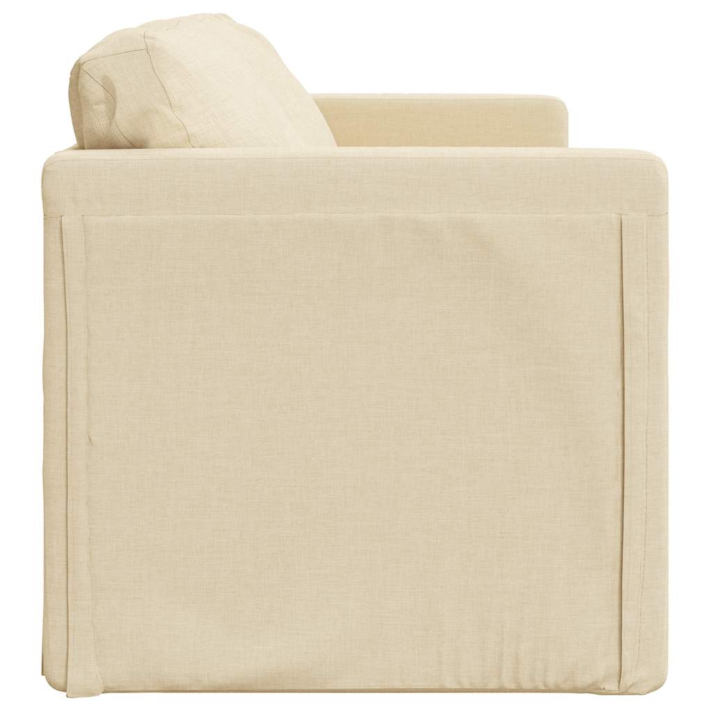 Divano Letto da Terra 2 in 1 Crema 112x174x55 cm Tessuto - homemem39