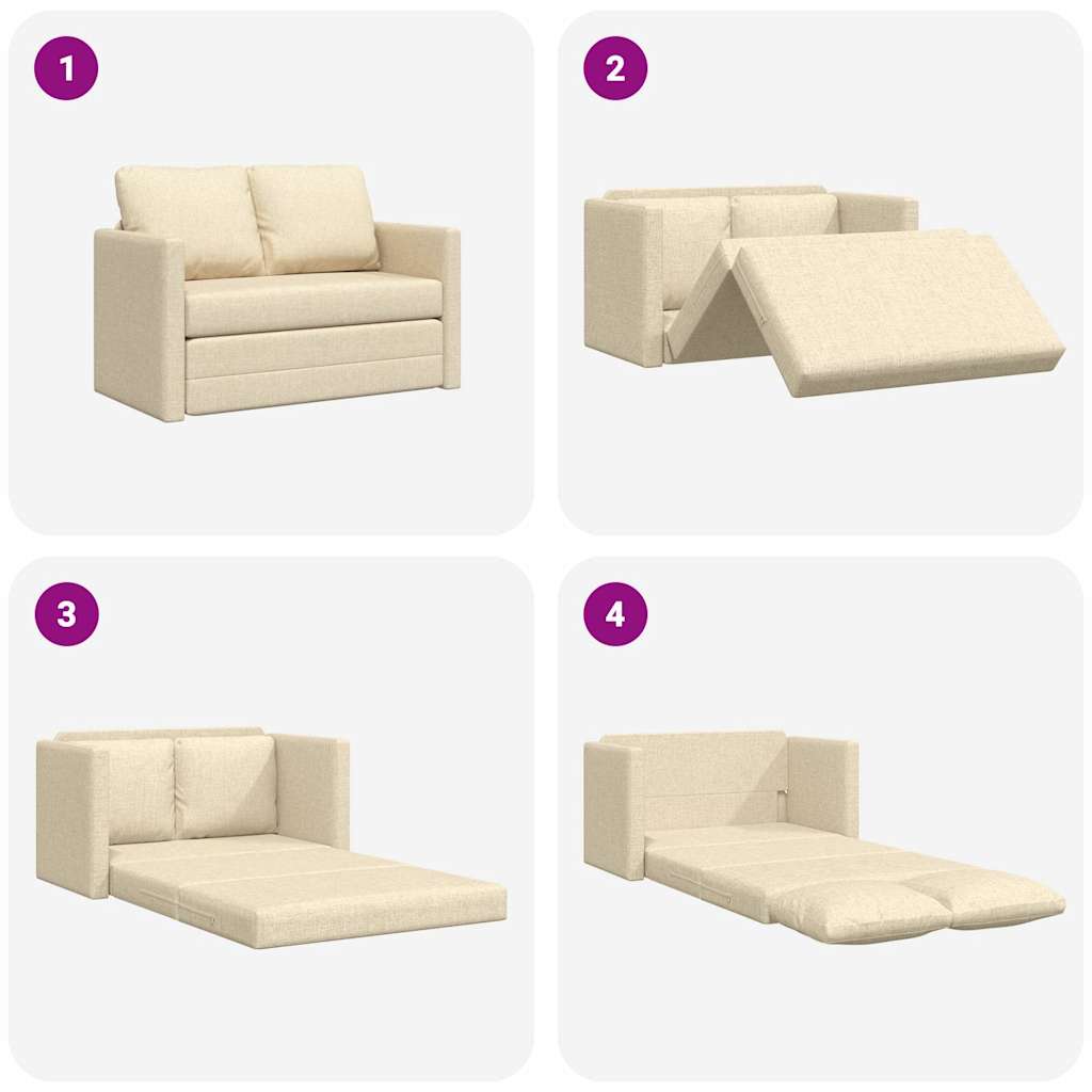 Divano Letto da Terra 2 in 1 Crema 112x174x55 cm Tessuto | homemem39