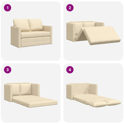 Divano Letto da Terra 2 in 1 Crema 112x174x55 cm Tessuto | homemem39