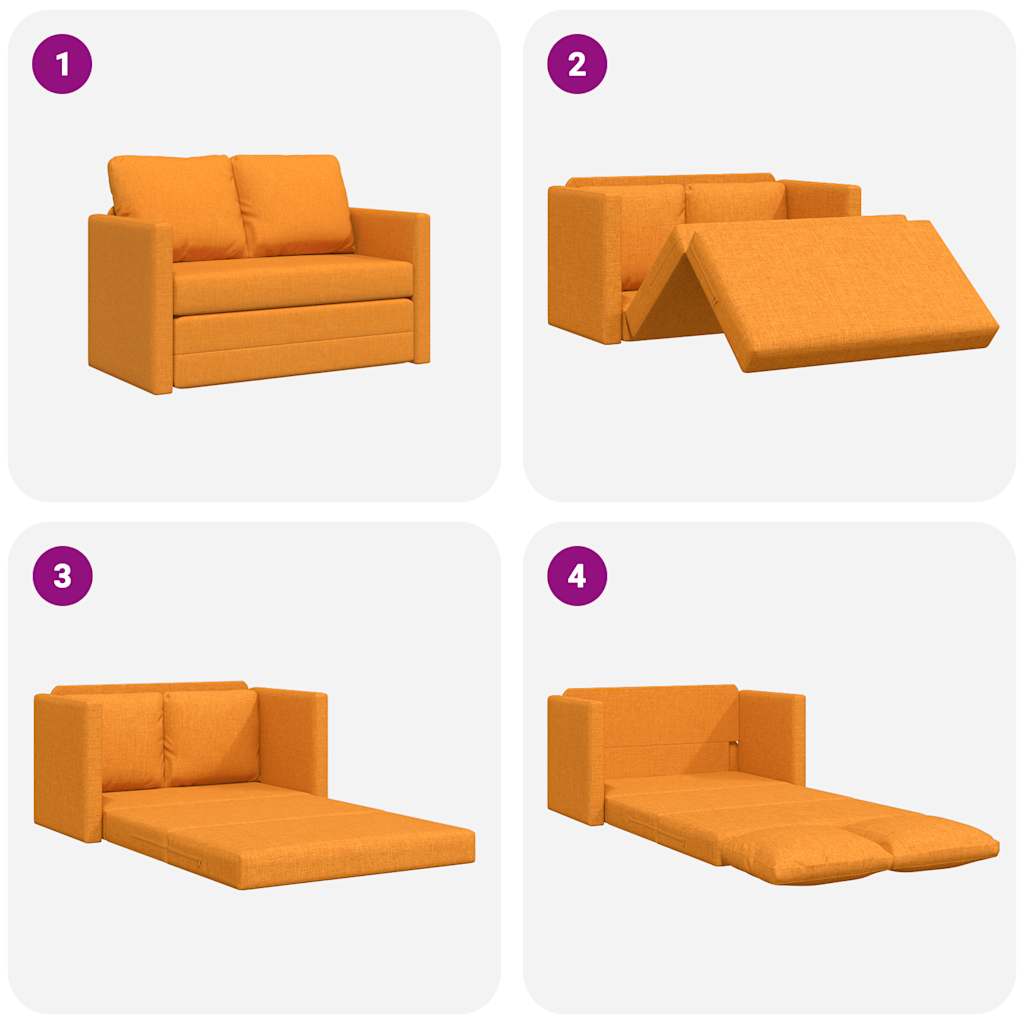 Divano Letto da Terra 2 in 1 Giallo Scuro 112x174x55 cm Tessuto | homemem39