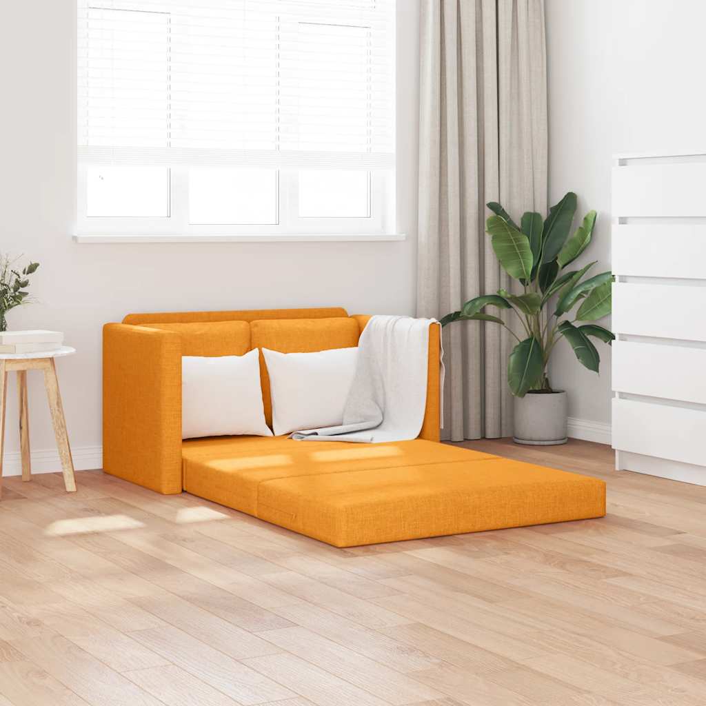 Divano Letto da Terra 2 in 1 Giallo Scuro 112x174x55 cm Tessuto | homemem39