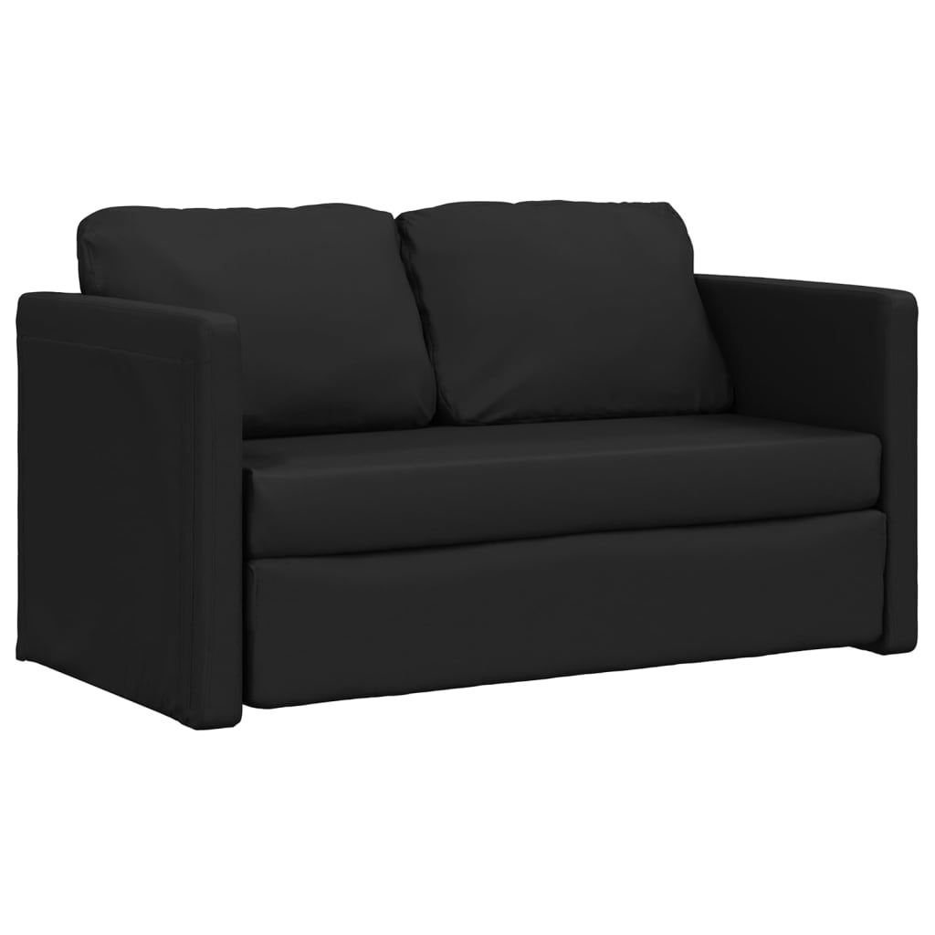 Divano Letto da Terra 2 in 1 Nero 112x174x55 cm Similpelle