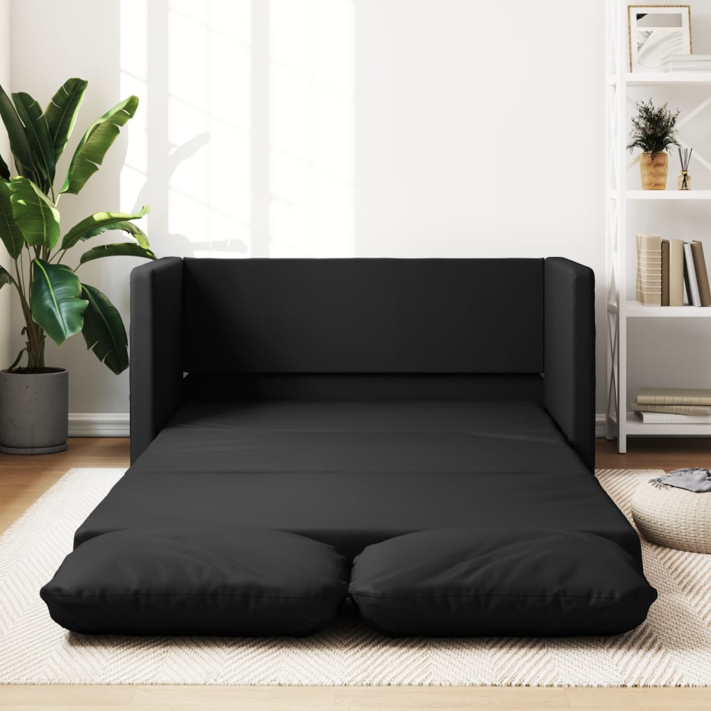 Divano Letto da Terra 2 in 1 Nero 112x174x55 cm Similpelle