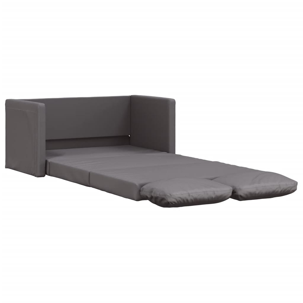 Floor Sofa Bed 2 in 1 Gray 112x174x55 cm Faux Leather