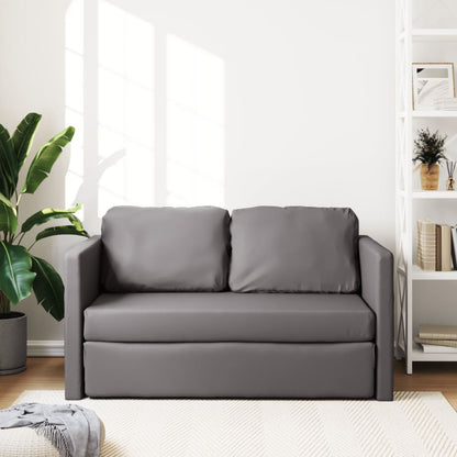 Floor Sofa Bed 2 in 1 Gray 112x174x55 cm Faux Leather