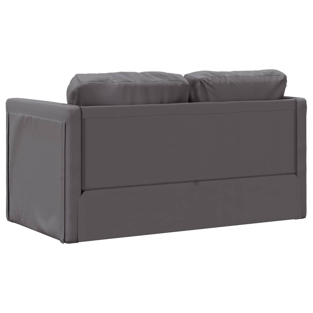 Floor Sofa Bed 2 in 1 Gray 112x174x55 cm Faux Leather