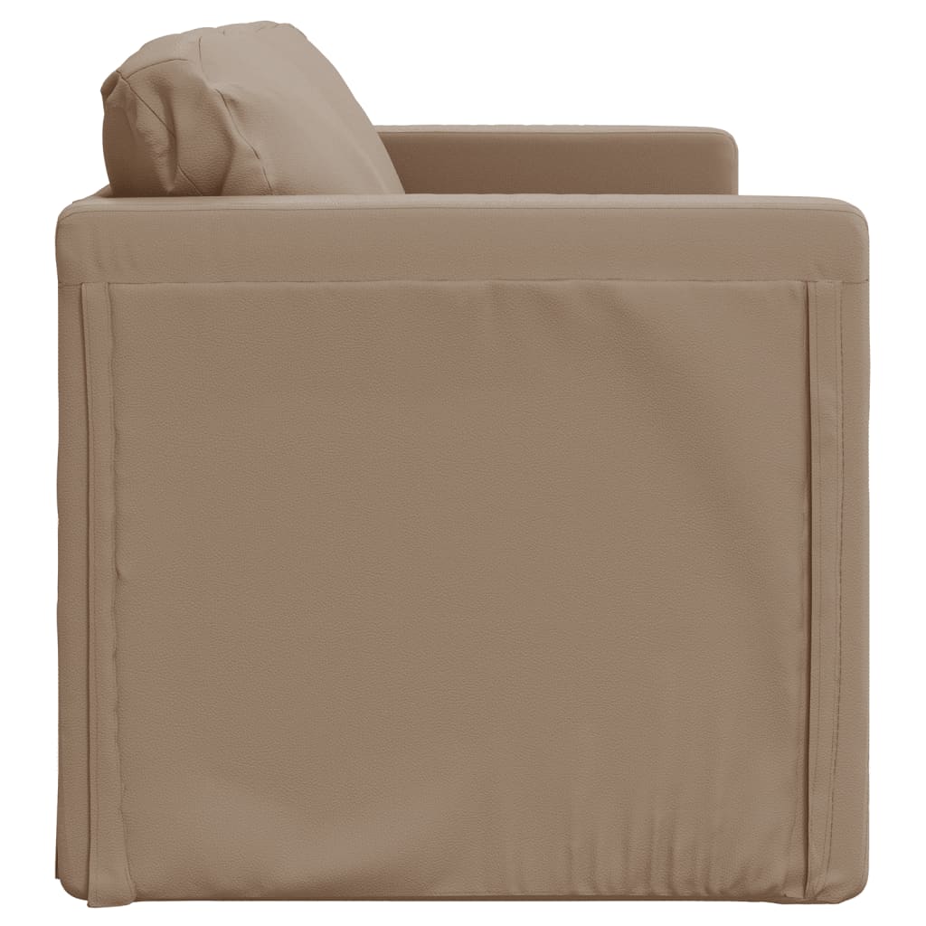 Divano Letto da Terra 2 in 1 Cappuccino 112x174x55cm Similpelle - homemem39
