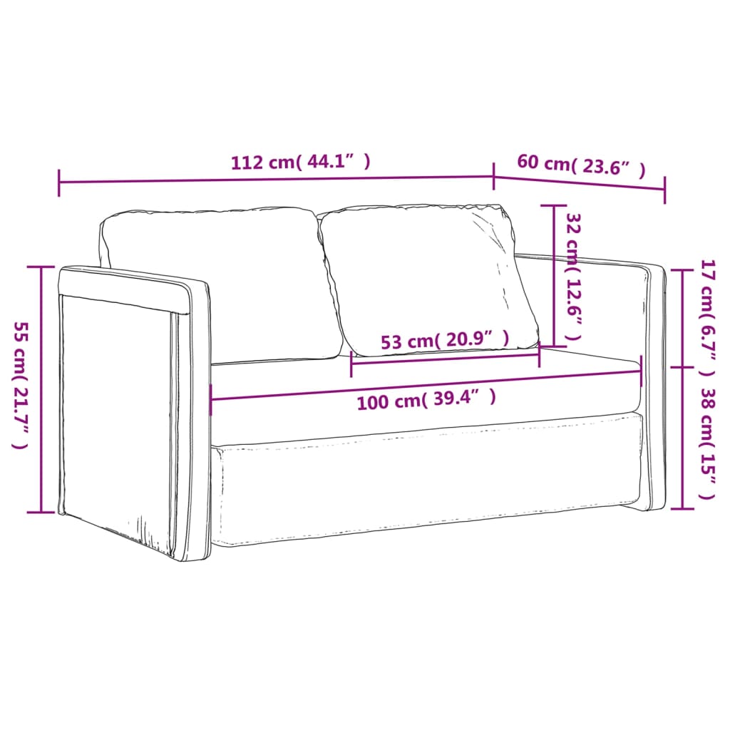 Divano Letto da Terra 2 in 1 Cappuccino 112x174x55cm Similpelle